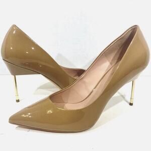 Kurt Geiger London Britton Nude Camel Patent Pumps  40.5